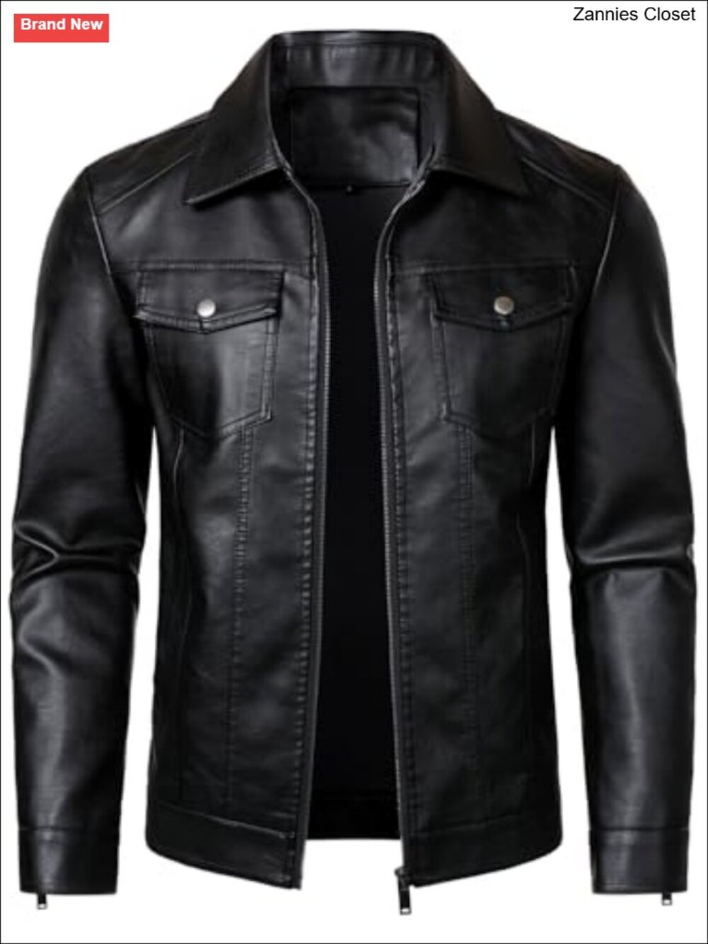 Faux Leather Motorcycle Jacket Lightweight Casual Biker Outwear